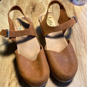 Leather & Wood Clogs